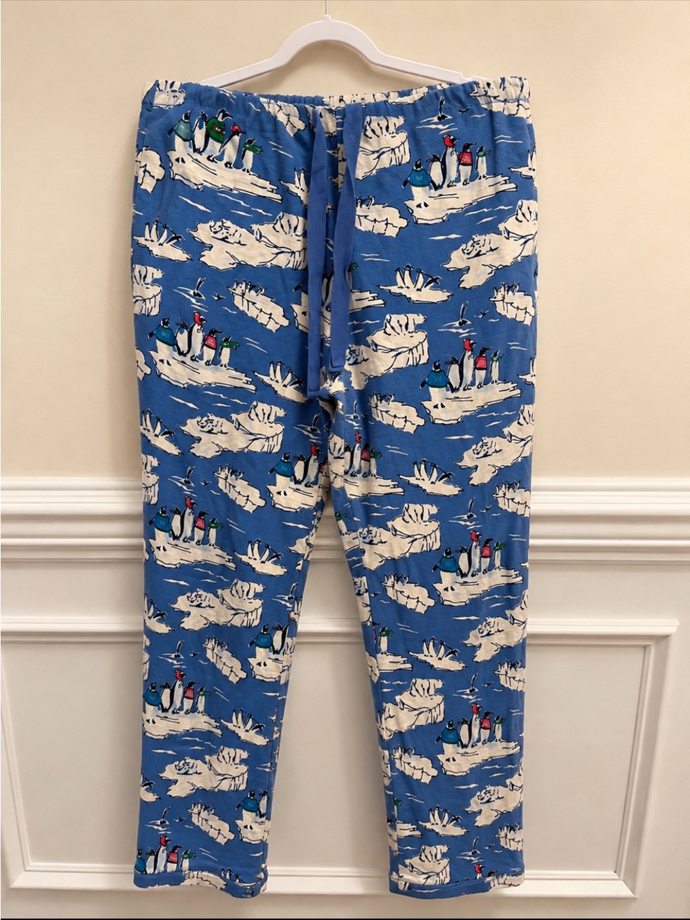 Lands' End Blue Penguin Print Pajama Pants